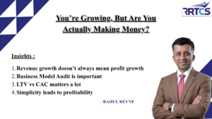 Business growth illustration showing increasing revenue but declining profitability due to hidden business model problems and operational complexity.