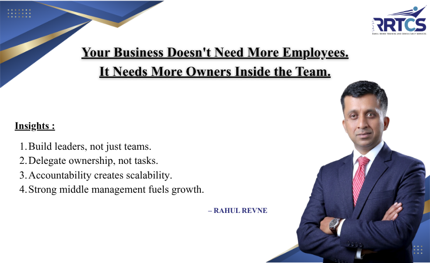 Business leader empowering team members to take ownership and build strong middle management for a scalable business.