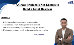 Business graphic explaining why product quality alone is not enough to build a successful and scalable business.