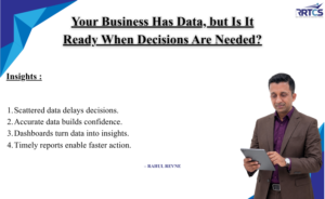 Business data infographic explaining how accurate reports and dashboards support faster decision-making for MSME owners.