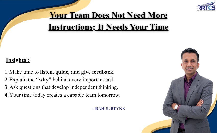 Business leader guiding employees through clear communication, feedback, and regular conversations.